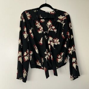 Sienna Sky navy floral long sleeve top, Medium